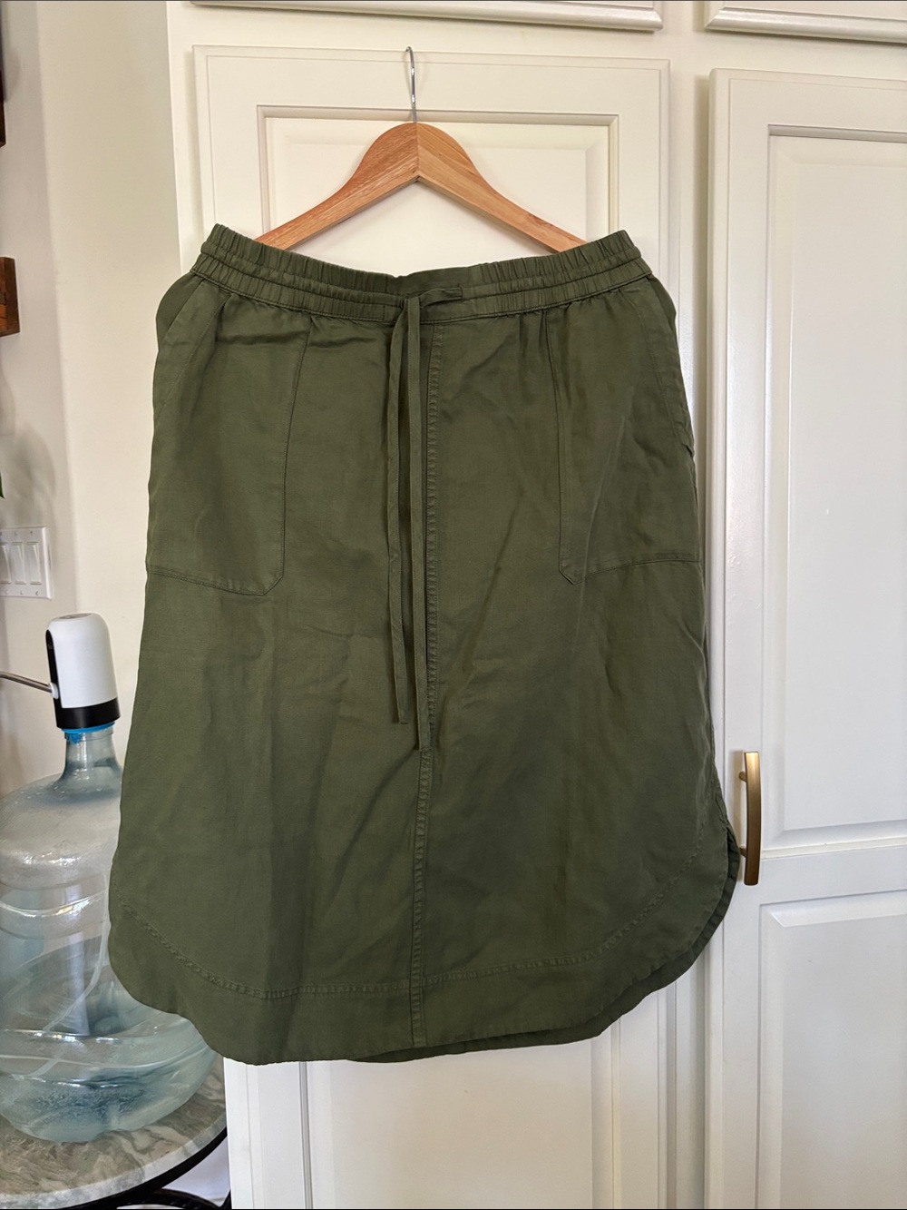 Caslon Olive Drawstring Midi Skirt